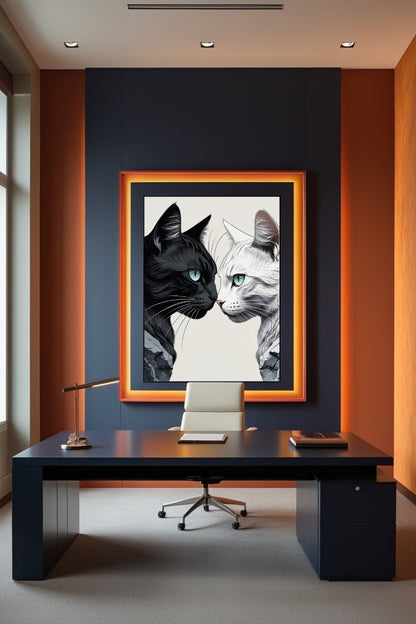 Cuadro Digital de Gato Mascota Minimalista Arte de Pared Moderno Decoración para Sala y Dormitorio Descarga Instantánea Impresión para Hogar