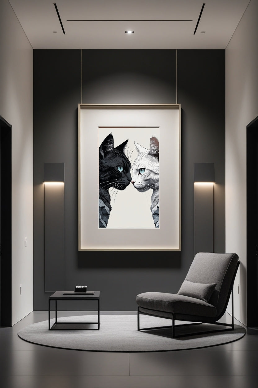 Cuadro Digital de Gato Mascota Minimalista Arte de Pared Moderno Decoración para Sala y Dormitorio Descarga Instantánea Impresión para Hogar