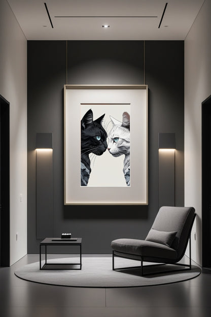 Cuadro Digital de Gato Mascota Minimalista Arte de Pared Moderno Decoración para Sala y Dormitorio Descarga Instantánea Impresión para Hogar