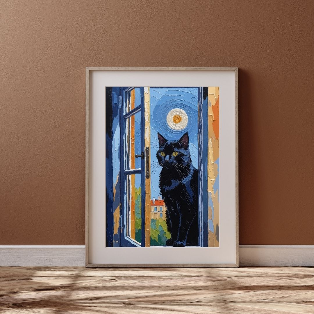 Cuadro Digital de Gato Minimalista Decoración para Sala y Dormitorio Descarga Instantánea Impresión para Hogar.