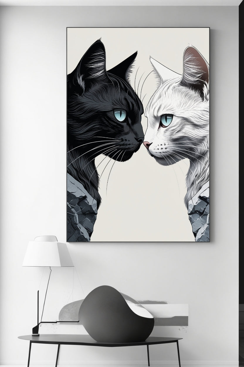 Cuadro Digital de Gato Mascota Minimalista Arte de Pared Moderno Decoración para Sala y Dormitorio Descarga Instantánea Impresión para Hogar
