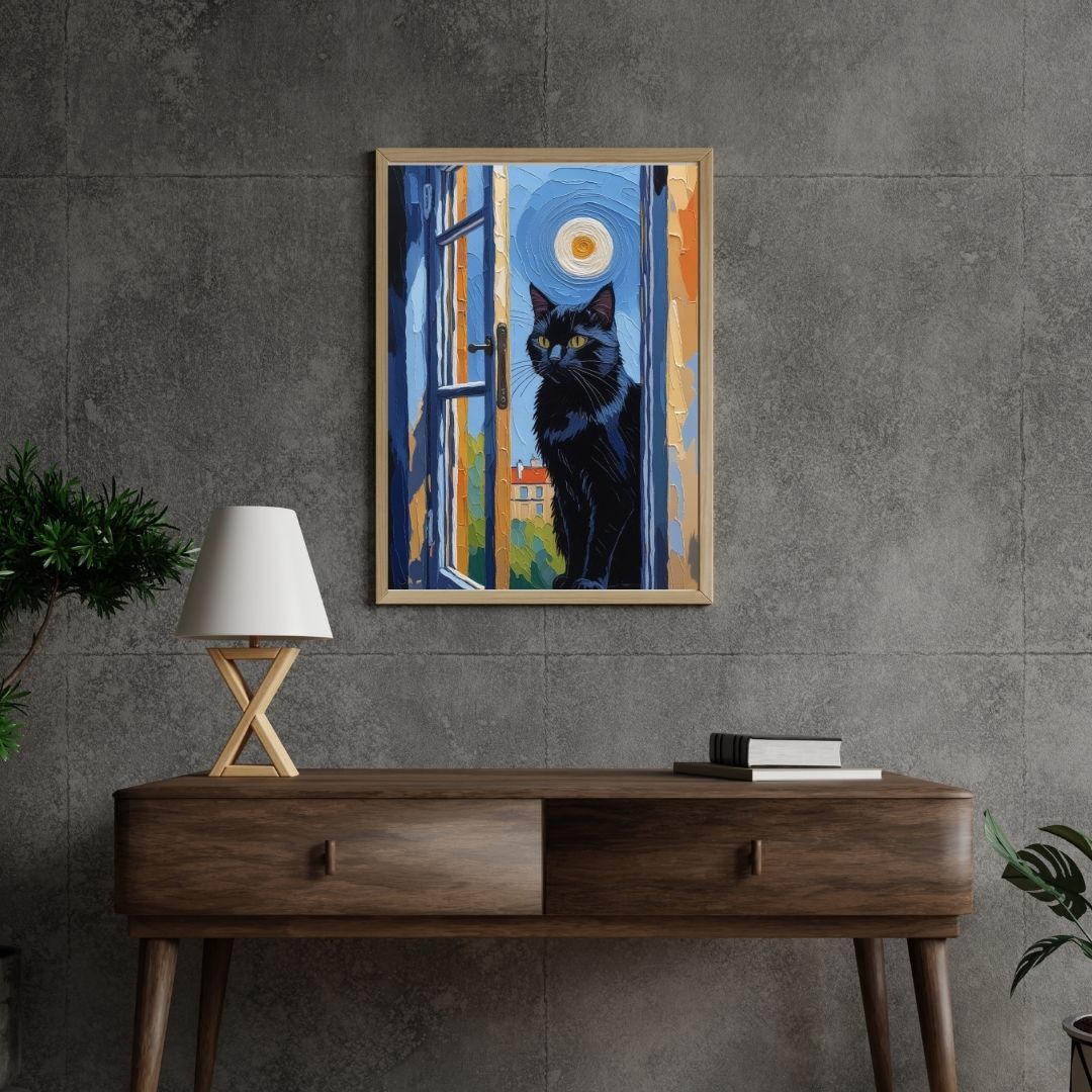 Cuadro Digital de Gato Minimalista Decoración para Sala y Dormitorio Descarga Instantánea Impresión para Hogar.