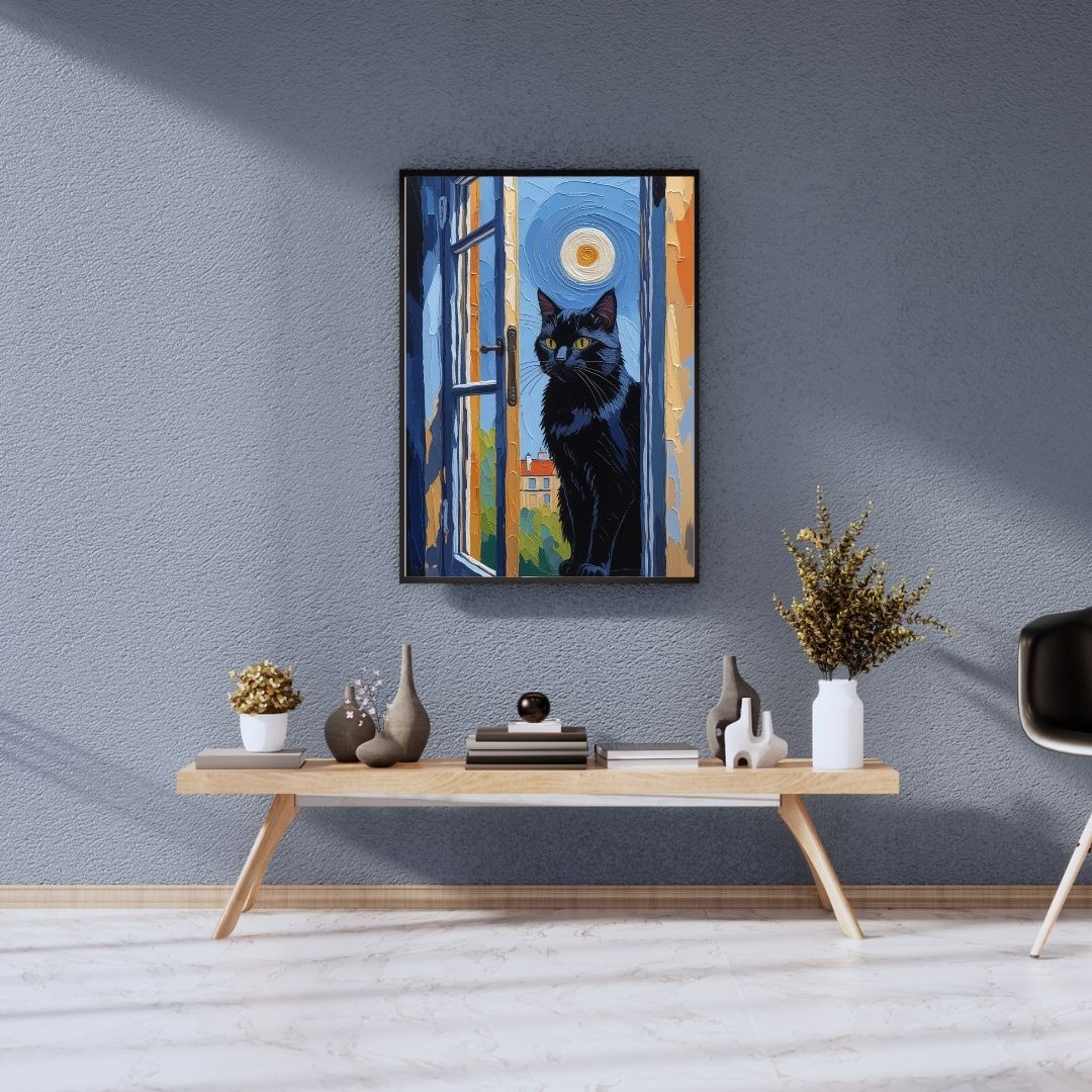 Cuadro Digital de Gato Minimalista Decoración para Sala y Dormitorio Descarga Instantánea Impresión para Hogar.